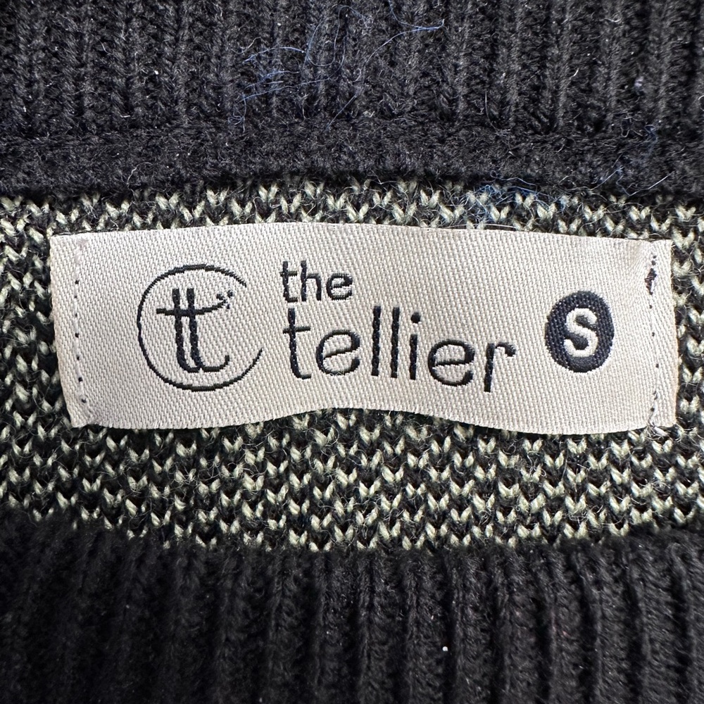 The Tellier LOVE Graphic Knit Sweater Black Rainbow Stripe Women’s Small - Picture 6 of 8